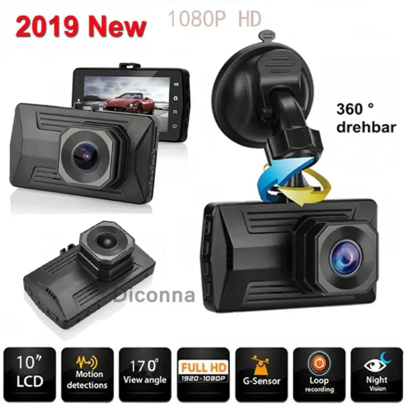 3 ''HD 1080P 3 объектив Автомобильный видеорегистратор Камера заднего вида 360 ° drehbar многоязычный Автомобильный видеорегистратор
