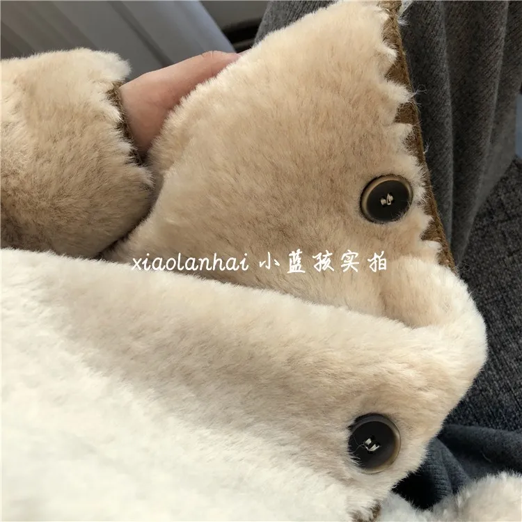Корейское флисовое модное зимнее женское пальто свободного покроя с отложным воротником, Корейская женская верхняя одежда, куртки
