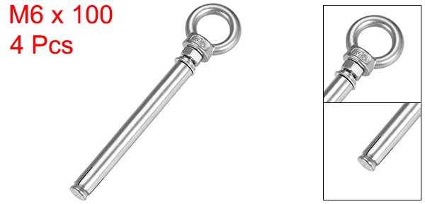 Uxcell 4 шт. M6 M8 M10 Метрическая Расширительная Eyebolt гайка винт w кольцо 304 нержавеющая сталь анкер сырье болты длина 50 мм-120 мм