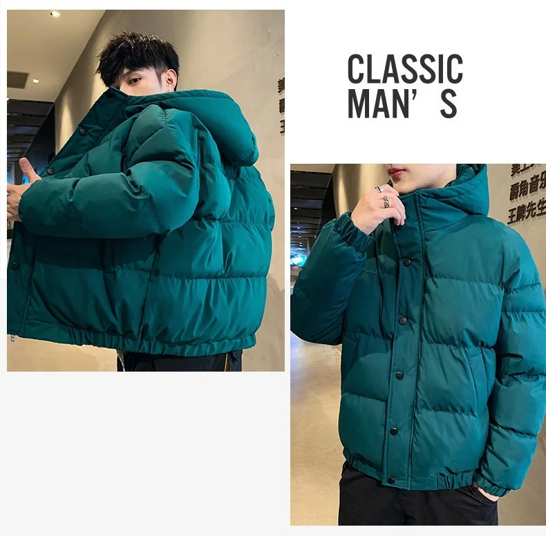 RUIHUO Solid Hooded Coat Men Jacket Warm Winter Jacket Men Coat Puffer Jacket Parka Winter Coat Men Clothes Autumn New 4XL