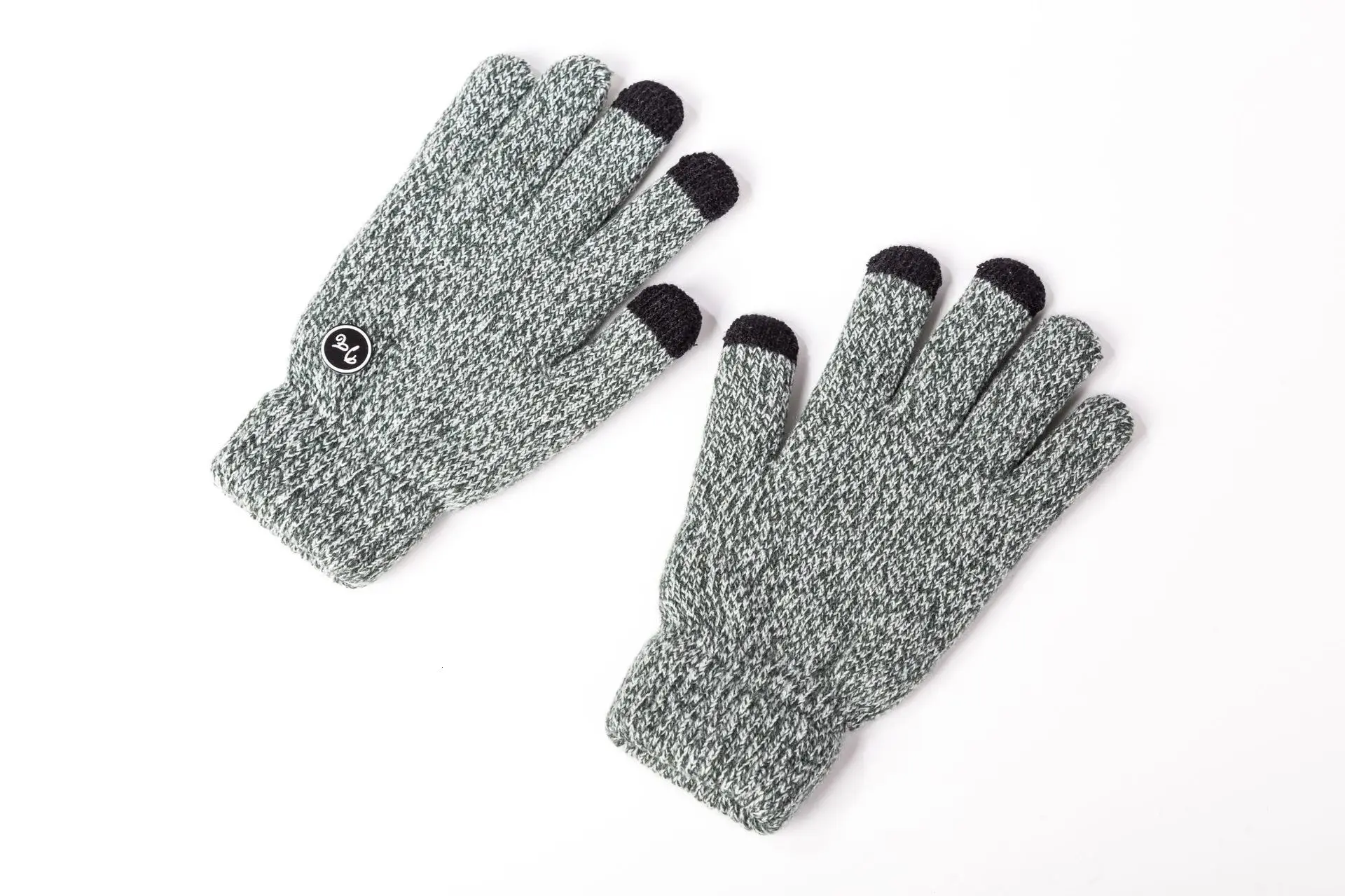 light gray Теплые мужские варежки перчатки с сенсорным экраном мужские и женские перчатки толстые теплые вязаные зимние митенки для пальцев влюбленные уличные перчатки - Цвет: light gray