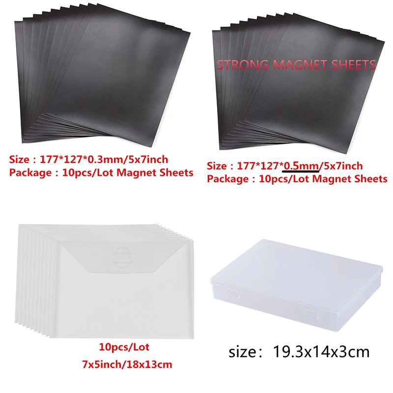10PCS/set 7x5inch Rubber Magnet Sheet/Plastic Storage Bag Organize Metal  Cutting Dies DIY Scrapbooking Crafts 2020