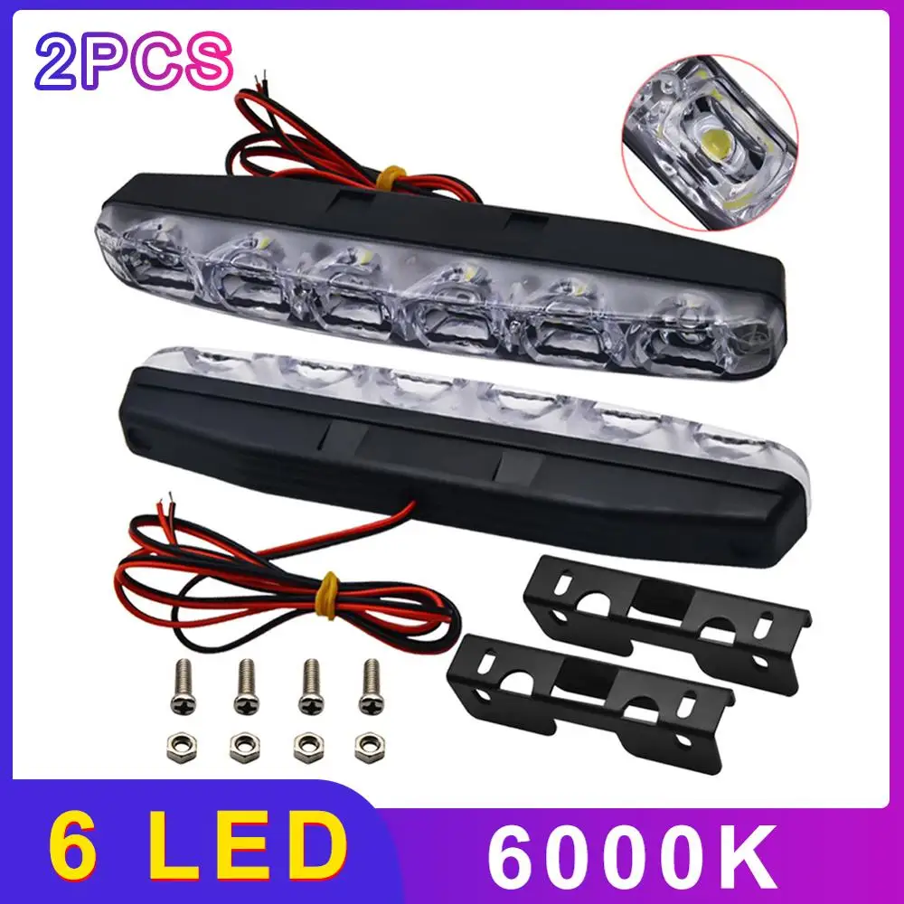 

2pcs LED lighting Car Daytime Running Lights DRL 6 LEDs DC 12V 6000K Automobile light Source Car Styling Waterproof for jeep
