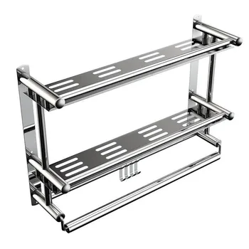 

Free Punching Bathroom Towel Rack Stainless Steel Bathroom Hardware Bathroom Accessories Towel Rack 3 Two Layers