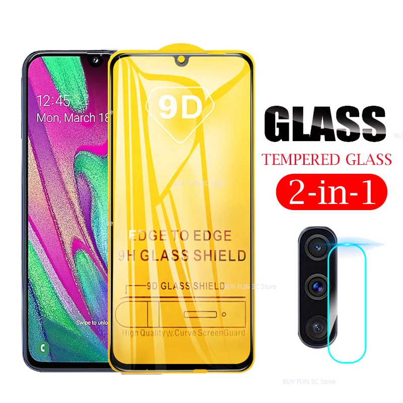 2-in-1 2 в 1 для samsung Galaxy A40 пленка для объектива камеры 9D защита экрана защитное закаленное стекло для Galaxy SM A40 A405F A 40 - Цвет: 2-in-1