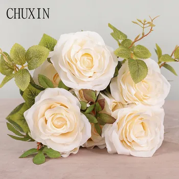 

10 Heads Bouquet Silk Roses Artificial Flowers Home Decor Wedding Decorations Flower Arrangement Photography Valentine's Day