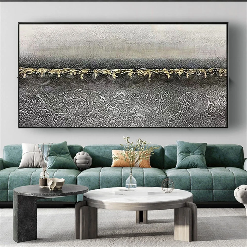 

Large 100% Handpainted Textured Abstract Morden Oil Painting On Canvas Gray Wall Art Pictures For Live Room Home Decor Paintings