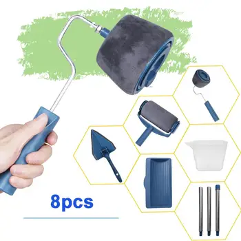 

8pcs/set Multi-functional Wall Decorative Paint Roller Corner Brush Handle Tool DIY Household Use Easy to Operate Painting Brush