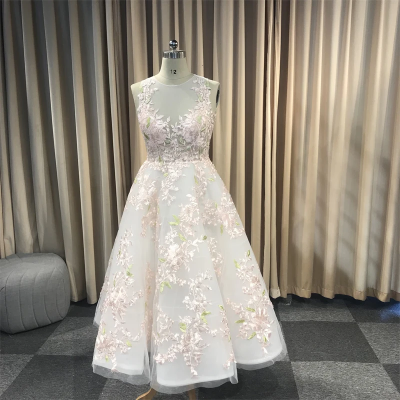 BacklakeGirls Vestido Noche Elegante Largo Тюль с круглым вырезом, украшенное аппликацией вечернее платье без рукавов трапециевидной формы на пуговицах сзади