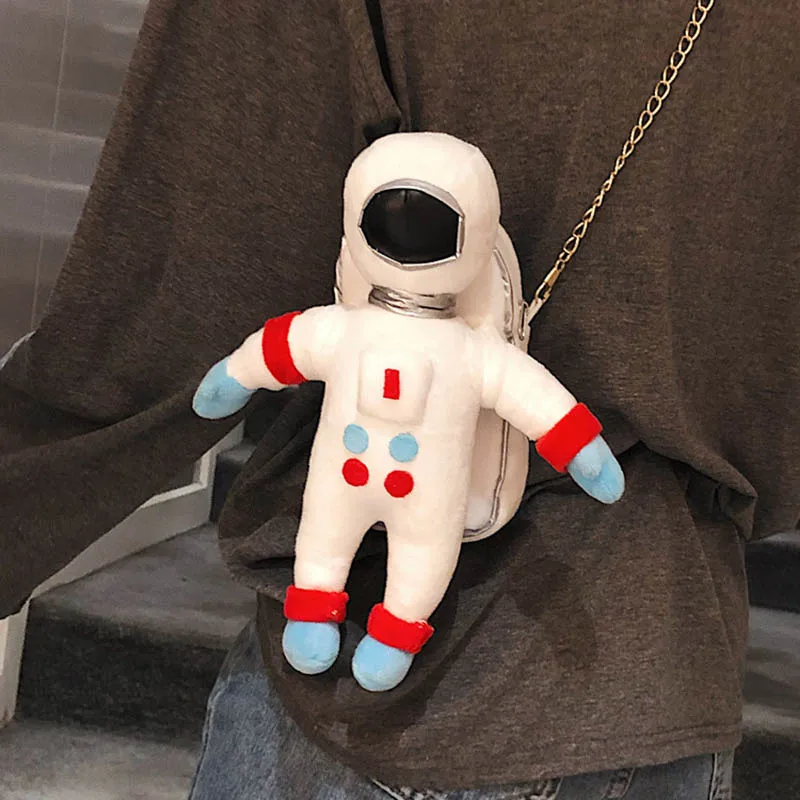 Sweet Girl Casual Plush Cute astronaut Metal Chain