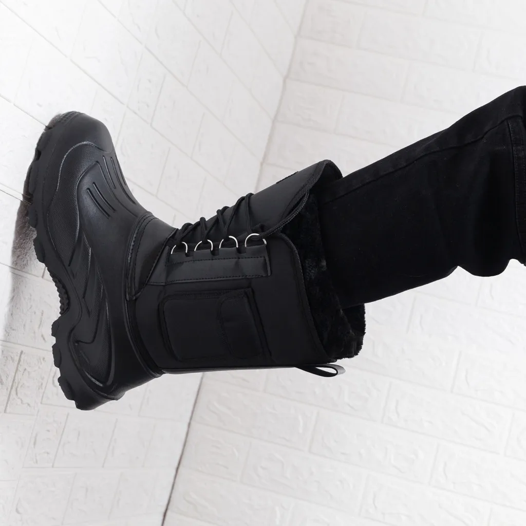 Новые мужские зимние ботинки водонепроницаемые мужские ботинки до середины икры зимние уличные теплые мужские ботинки на меху модная рабочая обувь Мужская Уличная обувь Size39-45