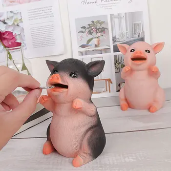 

Abstract Miniature Pig Figurines Resin Statue Piggy Bank Saving Cash Coin Money Box Home Decor Accessories Modern Christmas gift