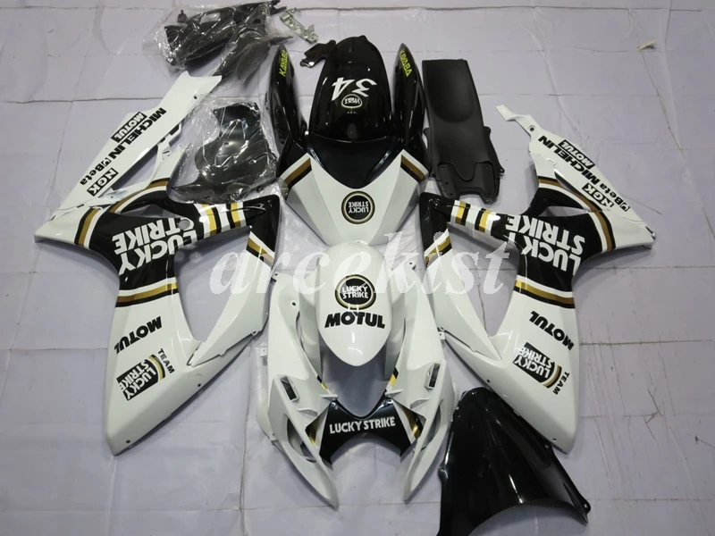 4 подарки ABS Полный Мотоцикл Обтекатели комплект кузов набор подходит для suzuki GSX-R 600 750 2006 2007 06 07 GSXR600 GSXR750 черный белый