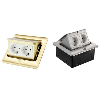 

-Up Ground Power Electrical Socket with Two Socket for Home EU Plug