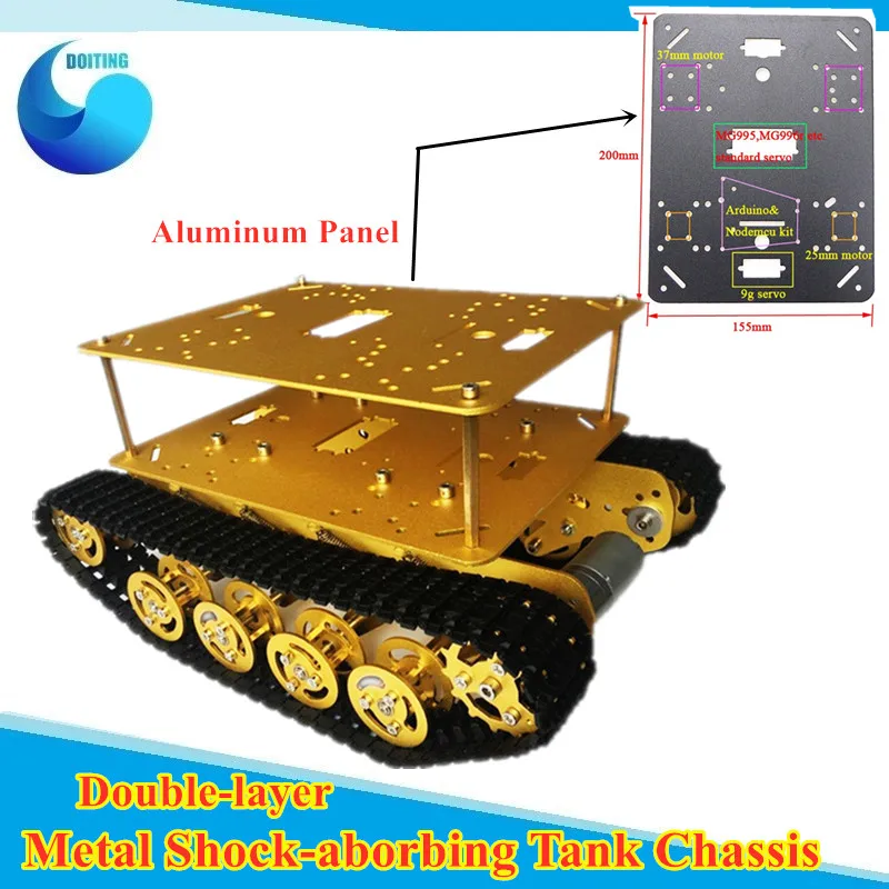 Double-layer Shock Absorber Tank Chassis TS100 Damping Crawler Tracked Model Robotic Car Chassis For DIY Aluminum Panel / Frame