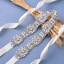 Handmade Pearls Wedding Belt Crystal Bridal Belt Sliver Rhinestones satin Bridal Sash For Wedding Dress Accessories