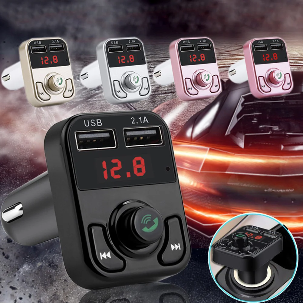 Громкой связи Bluetooth гарнитура для MP3 плеер Bluetooth ресивер FM-передатчик двойной Порты и разъёмы Беспроводной аксессуары из АБС-пластика радио FM модулятор USB Зарядное устройство автомобиль музыкальный плеер