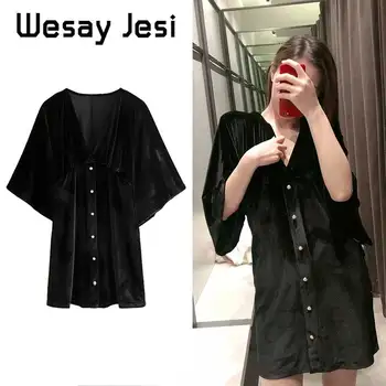 

Women mini dress elegant velvet V-neck long Sleeve sexy vestidos vestidos de fiesta de noche chic night party Dresses