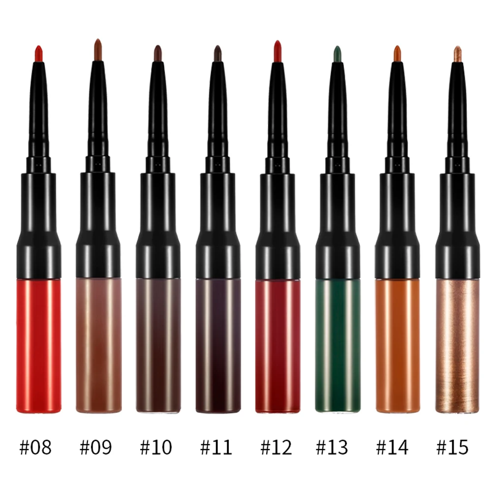 OEM Private Label 2in1 Matte Lip Gloss with Lip Liner Best No Sticky Long Lasting Liquid Lipstick Custom