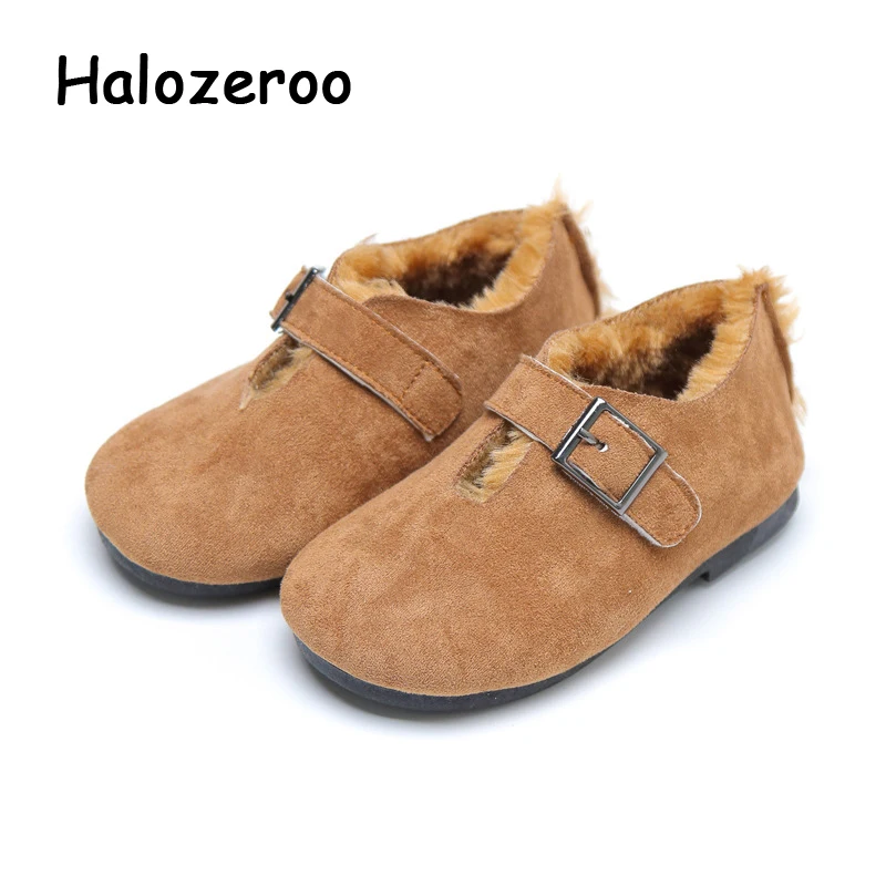 2019 зимняя детская обувь Теплая для маленьких девочек черная Брендовая на плоской