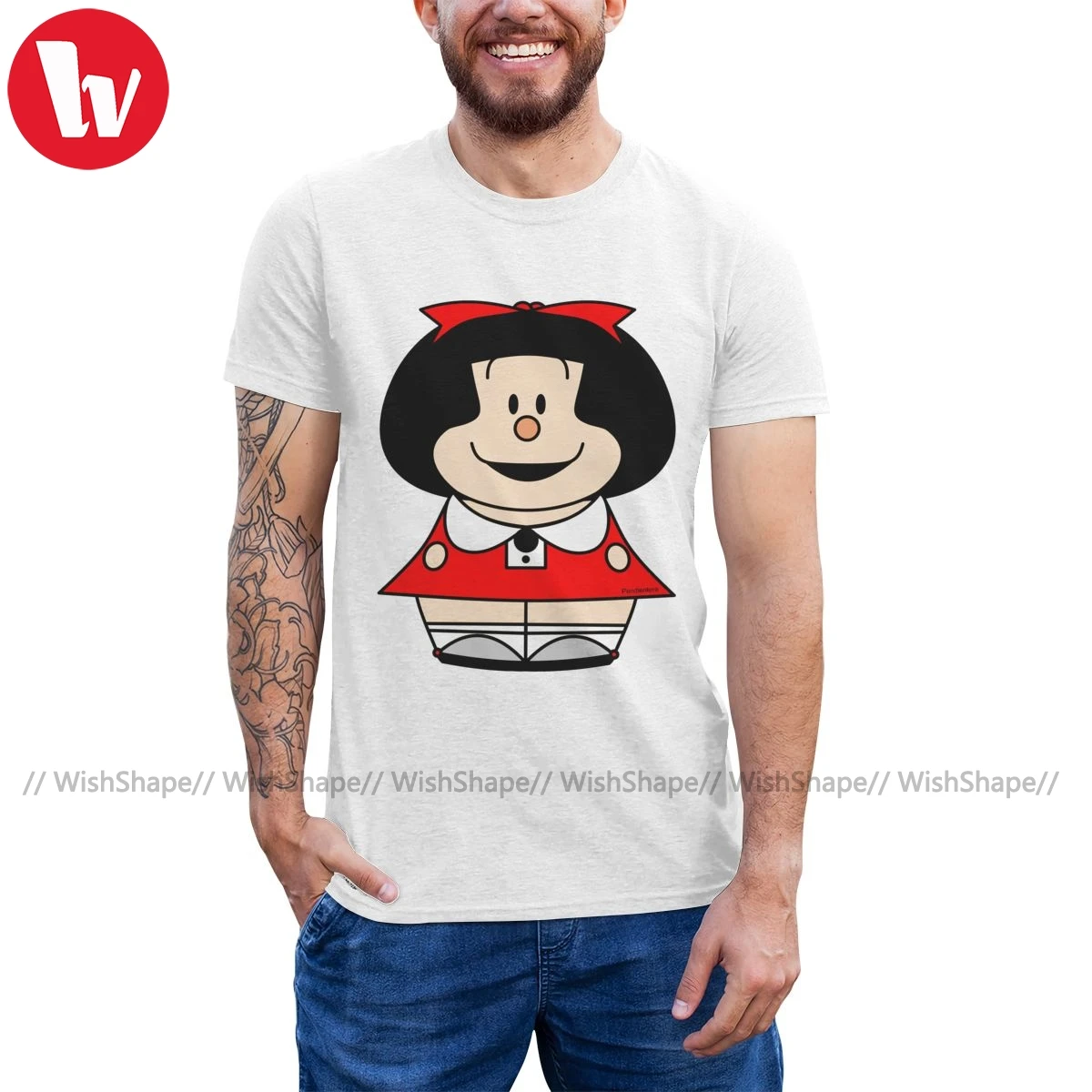 Футболка Mafalda футболка Kokeshi Мужская из 100 хлопка с коротким рукавом большая модная