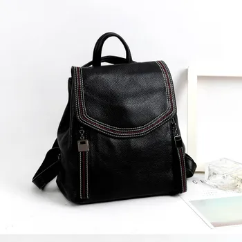 

Genuine Leather Backpackage Women Triple Multi-functional Backpack Mini Versatile Ellipse Small Backpack
