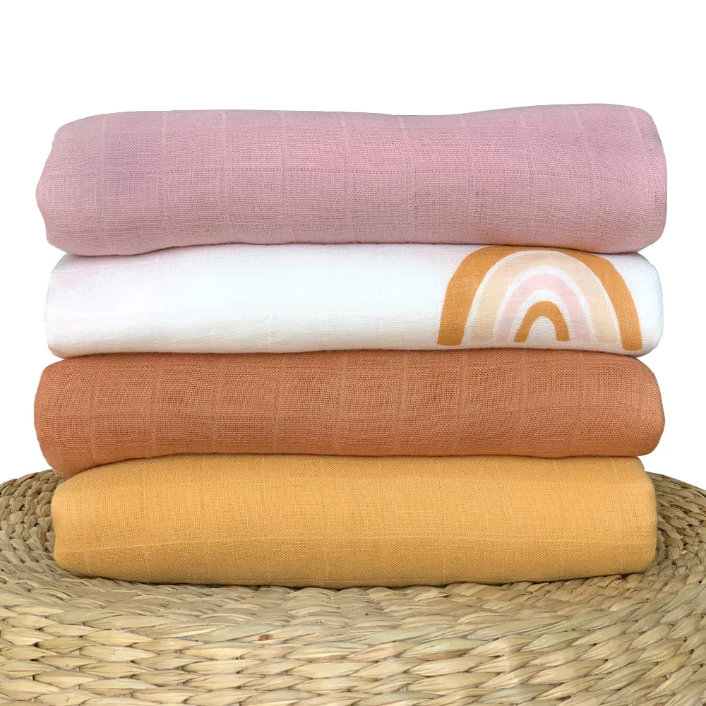 Manta de bambú para bebé, manta de muselina de algodón para bebé, 120x120cm, gasa para el baño