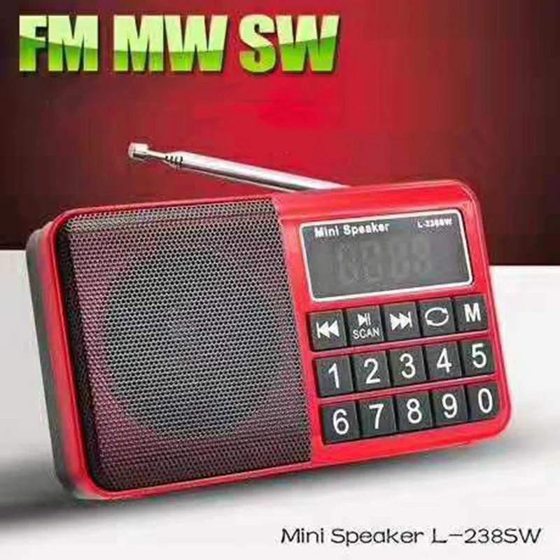 L238 SW/AM/FM многополосный динамик Портативный цифровой радиоприемник стерео радио со светодиодный дисплей радио Поддержка 16 ГБ TF карта подарок