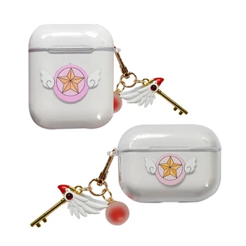 

Cute Bird Head Magic Wand Keychain Toy Clear Star Bluetooth Wireless Earphone Case For AirPods Pro3 1 2 Protective Cover