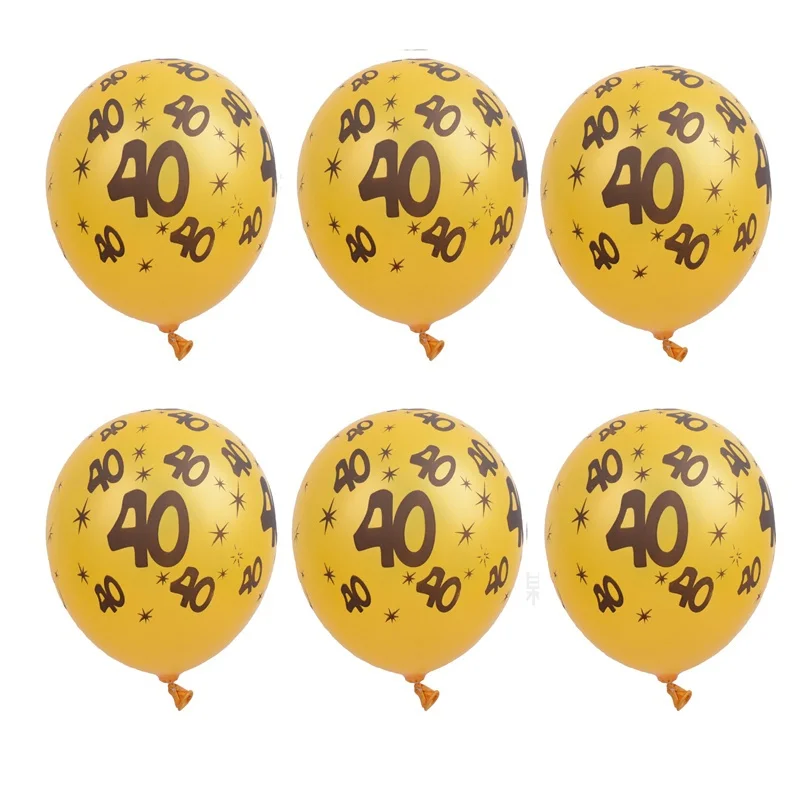 10 шт. 10 дюймов золотой цифровой номер 30th 40th 50th латексные шарики с принтом юбилей неоновые стикеры свадебные принадлежности
