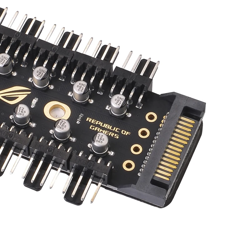 PWM Fan Hub 1 to 10 Sata Molex Cooler Cooling 4Pin Fan Splitter Cable 12V Fan Speed Controller Adapter with LED For Miner Mining