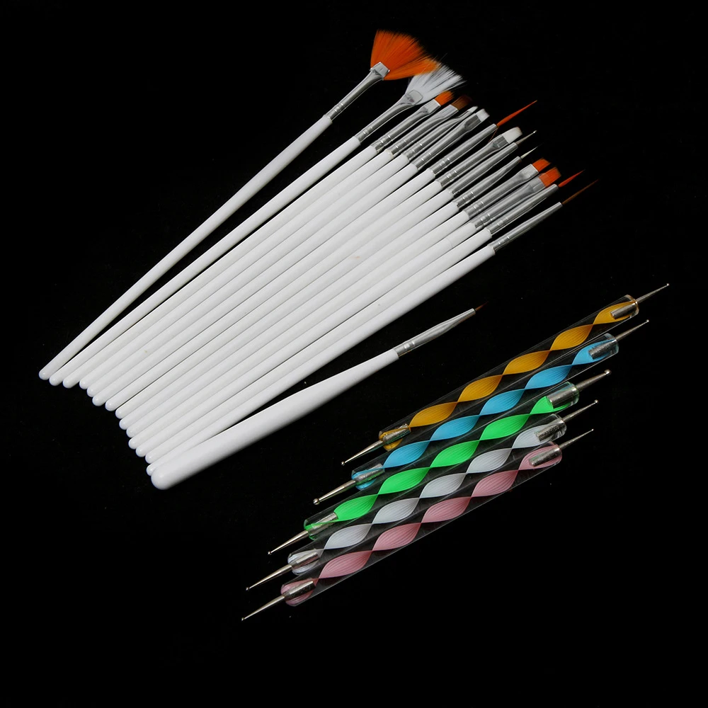 20pcs/set 15pcs Nail Art Design Group Brush Painting Pen+ 5pcs Art Nail Diamond Dotting Tools 2 Ends Available Nail Art Tools