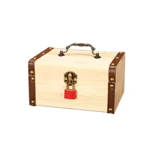 Домашний маленький Сейф, креативный Деревянный Копилка для маленькой девочки, ретро Настольный ящик для хранения
