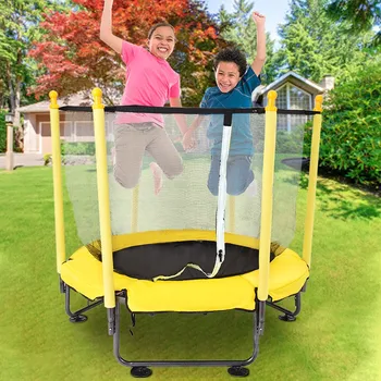 

50In Kids yellow Indoor Outdoor Children's Hexagonal Trampoline High Quality Jumping Padding Safety Net Protection Guard