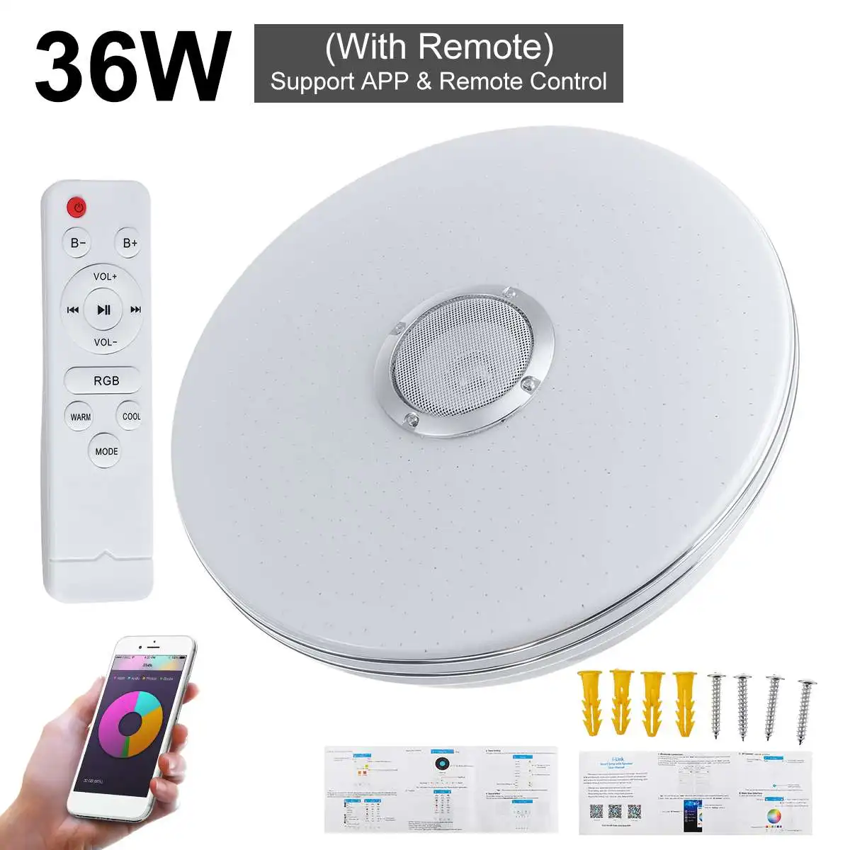 36W 72W Modern RGB LED Ceiling Lamp Home Lighting APP bluetooth Music Light Bedroom Lamp Smart Ceiling Light With Remote Control flush ceiling lights