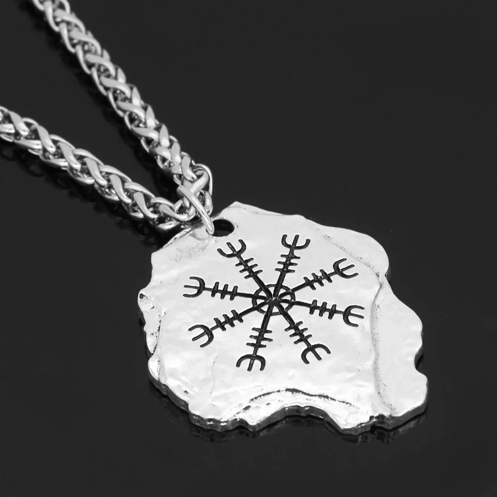 Скандинавский Викинг Odin Aegishjalmr vegvisir Амулет ожерелье с подарочной сумкой|Ожерелья