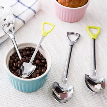 

New High Quality Stainless Steel Shovel Shape Tea Coffee Sugar Spoon Ice Cream Dessert Two Sizes Spoon