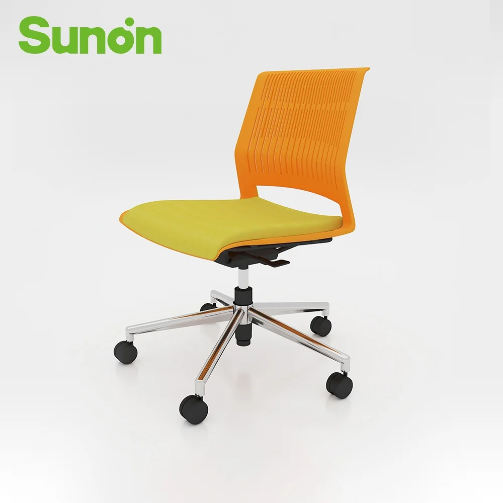 Sunon High Quality Staff Chairs With Hemp cushion ergonomic Medium back hot sell Meeting gaming Chair Plastic PP Frame SNA60BCS - Цвет: orange with cushion