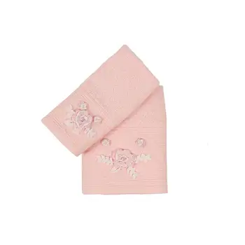

Enamel Jacquard Hand Handwork Embroidered Towel Set 2 Piece Powder