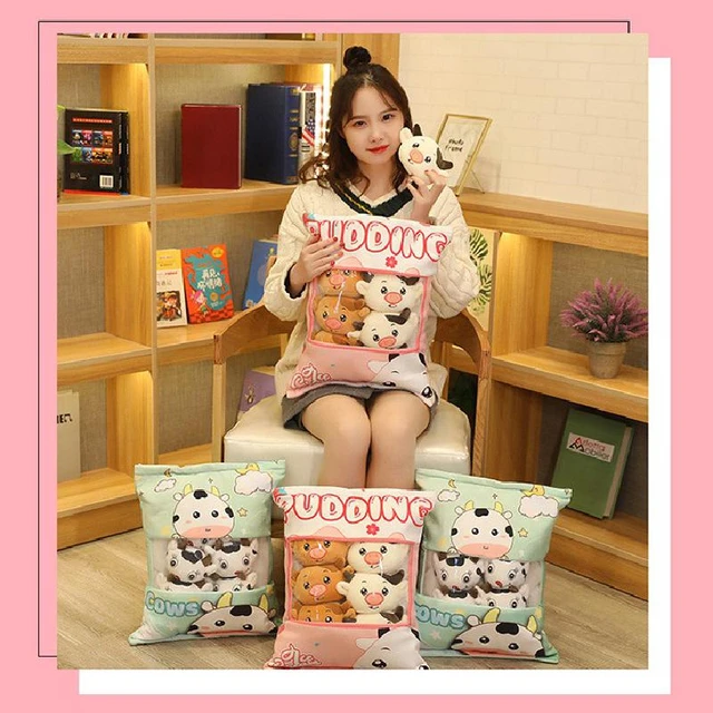 Kawaii Cartoon Snack Pudding Pillow A Bag Of Cattle Plush Toy