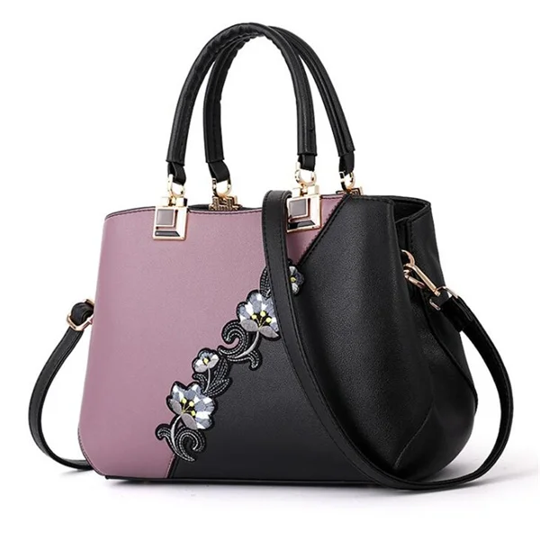 Роскошные сумки на плечо модные женские сумки Сумки из искусственной кожи брендовые дизайнерские Популярные Цветные ручные сумки с верхней ручкой Цветочная сумка-мессенджер - Цвет: purple