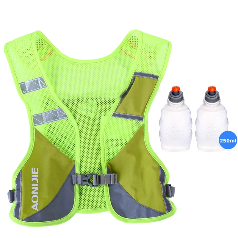 Gray-Vest 2Bottles AONIJIE светоотражающий гидратационный рюкзак сумка Жилет Жгут бутылки воды Туризм Кемпинг бег марафон гонки E884 - Цвет: Gray-Vest 2Bottles