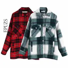 Otoño Plaid rojo abrigos y chaquetas de las mujeres streetwear de moda de manga larga Oficina abrigos y chaquetas de abrigo 2019