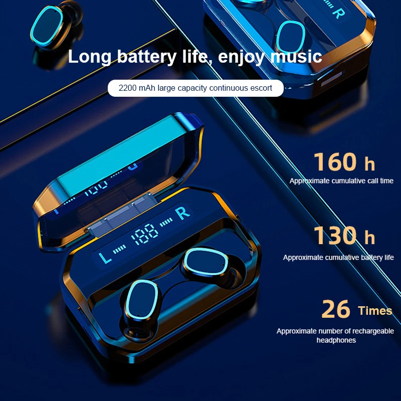 LED Wireless Bluetooth Earphones Headsets Earbuds TWS Touch Control Sport Earphone Noise Cancel Headphone Earbuds For Xiaomi