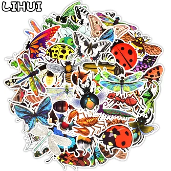 

50 PCS Nature Insect Sticker Butterfly Ant Ladybug Early Learning Educational Stickers for Kids to Scrapbook Bike Luggage Laptop