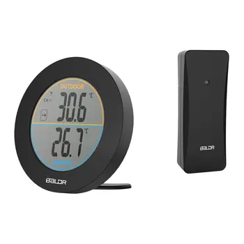 

Baldr Round Shape Wireless Thermometer Table Indoor Outdoor LCD Display Digital Wall Temperature Meter Sensor B0127T2