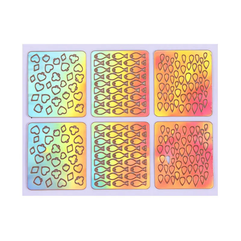 6 Patterns/Sheet Nail Vinyls Holographic Hollow Flowers Stickers Colorful Nail Transfer Decals Stencil Nail Art Decoration Tips - Цвет: 21