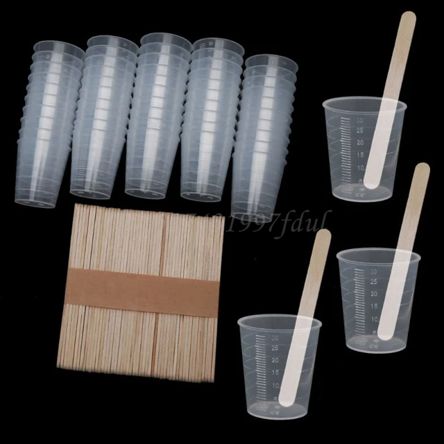 50pcs 30ml Plastic Graduated Cups Clear Scale Cups With 50 Pcs Wooden  Stirring Sticks For Mixing Paint Epoxy Resin Tools - Jewelry Tools &  Equipments - AliExpress