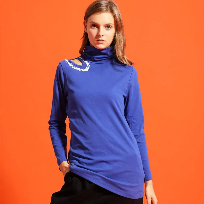 Max LuLu в Корейском стиле модная зимняя одежда женские; с открытыми плечами Топы Для женщин водолазка рубашки Повседневное уличная одежда с длинным рукавом Футболка