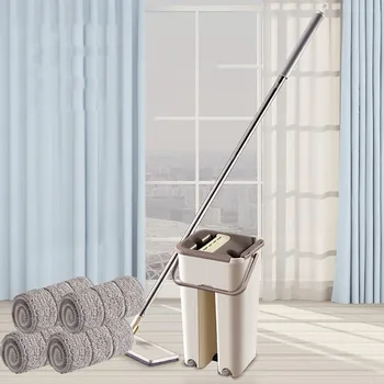 

2019 High Quality Sided Non Hand Washing Flat Mop Wooden Floor Mop Dust Push Mop Home Cleaning Support Wholesale Dropshipping